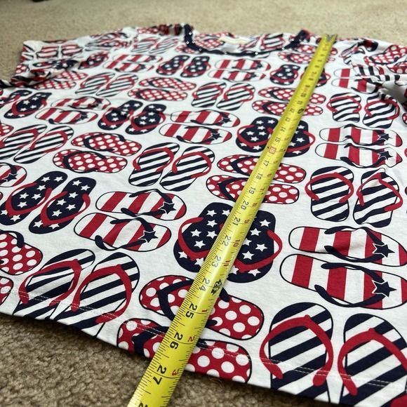 ALFRED DUNNER Patriotic Red White Blue Top Tee Shirt Flip Flops 4th Of July XXL - Picture 6 of 7
